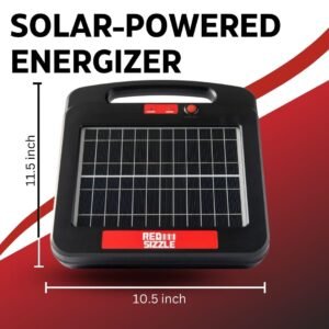 Solar Electric Fence Charger for Day and Night Protection | Red Sizzle 2S | Solar Powered Electric Fence Energizer Powers up to 1.8 Miles of Fence | 0.45 Joules