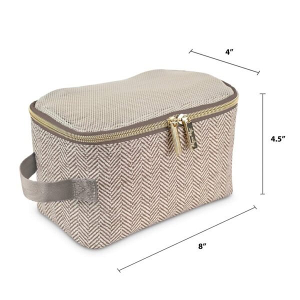 Itzy Ritzy Packing Cubes for Travel – Set of 3 Packing Cubes or Travel Organizers; Each Cube Features a Mesh Top, Double Zippers and a Fabric Handle (Taupe) - Image 3