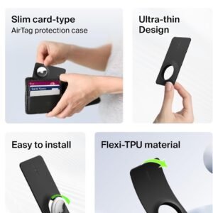 Belkin Apple AirTag Secure Wallet Insert – Thin Wallet Holder – Ultra Slim & Flexible Credit Card Size Insert for Purse, Handbag, Pocket, Backpack – Accessories for Apple AirTag – Black (2-Pack)