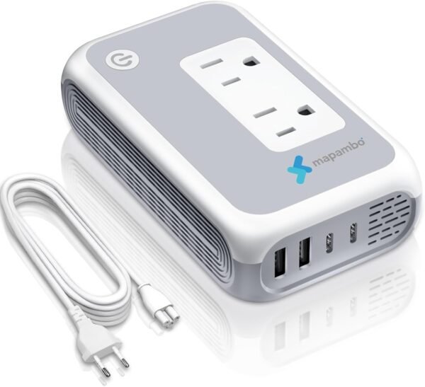 220V to 110V Converter, Mapambo 250W Voltage Conterver US to Europe, Step Down Converter for Curling Iron, Straightener-2 AC Sockets with 2 USB-A & 2 USB-C Ports
