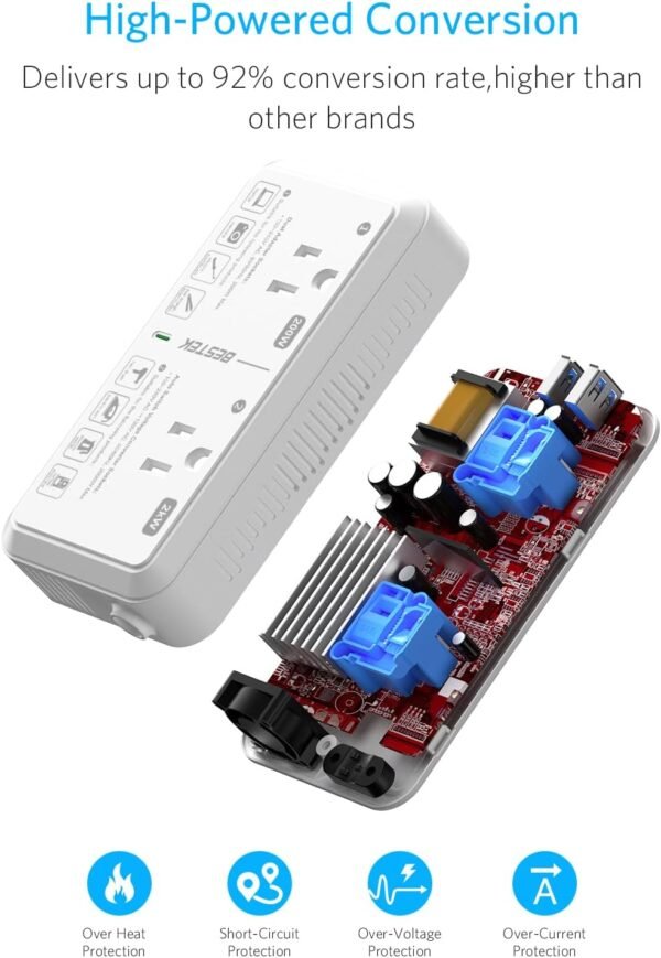 European Travel Plug Adapter 220V to 110V Voltage Converter US to Europe 2000W Electric Hair Dryer Step Down Outlet Converters for Europe Countries (White) - Image 8