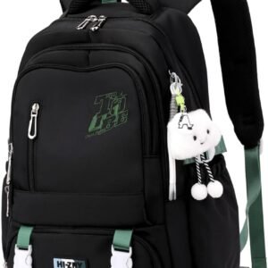 Black Rolling Backpack for Girls Boys Elementary Middle School Bags, Kids Wheeled Boys Girls Backpack with 6 Wheels, Black