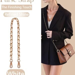2 Pcs Purse Chain Strap, 47″ Gold Chain with Leather, Crossbody Bag Replacement Straps,Handbag Chain for Shoulder Bags