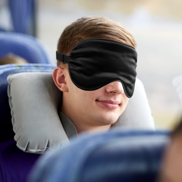 6 Pieces Natural Silk Sleep Mask Soft Eye Mask Adjustable Strap Blindfold Eyeshade Smooth Comfortable Eye Cover with Bag for Sleeping(Black) - Image 6
