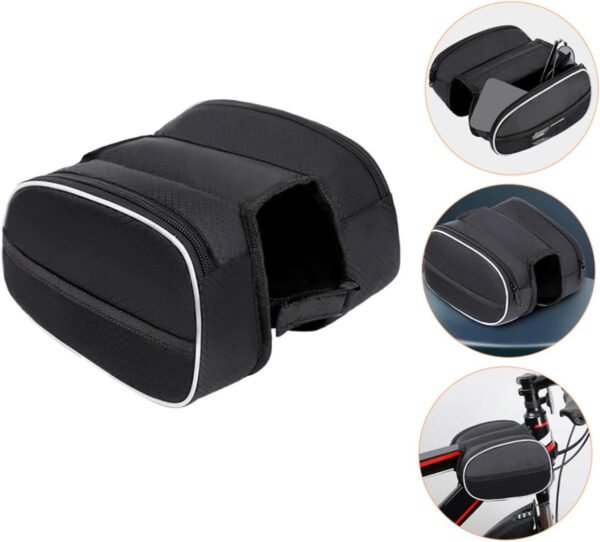 Wakauto Capacity Bike Frame Bag Front Beam Storage Pouch with Zipper for Road Mountain Folding Bikes Protective Tool Organizer for Keys Gloves Accessories - Image 5