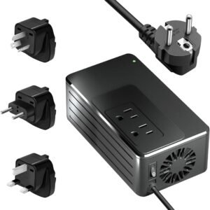1200W Universal Travel Adapter Converter Step-Down 220V to 110V, 2 lbs Light Weight, Stable Pure Sine Wave, for Hair dryers, straighteners, Curling Irons, Coffee Makers (Black)