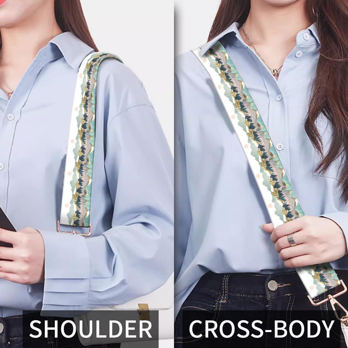 Purse Strap Replacement Crossbody, 3.8cm Wide Shoulder Strap Adjustable Replacement Belt Gold Buckle, Handbag Crossbody Bag Strap Mountain Sun - Image 5