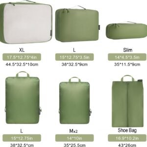 Bagail Ultralight Compression Cubes 7 Set – 3 Packing Cubes, 3 Organizers, and 1 Shoe Bag