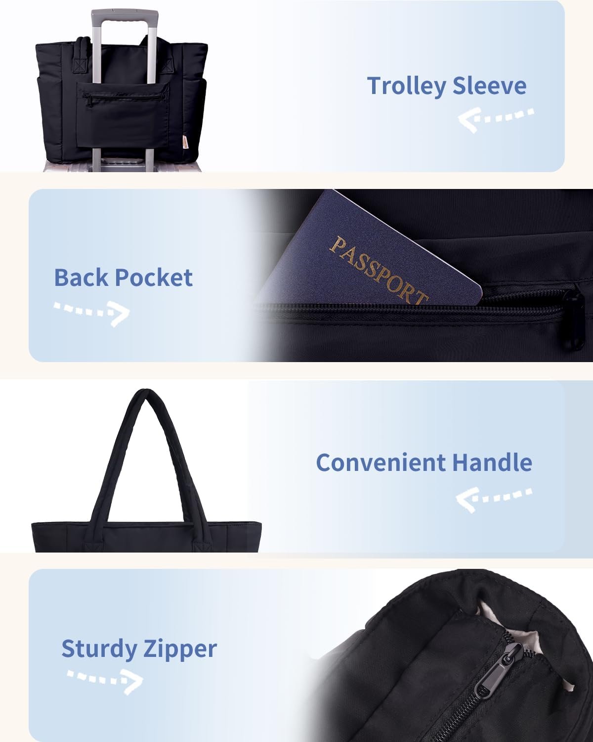 Wandering Nature Puffer Tote Bag with Cup Holder & Laptop Compartment & Trolley Sleeve for Travel, Work, Nurse, Women - Image 8