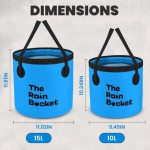 Collapsible Foldable Buckets with Handles – 3-Piece Set (10L & 15L) Bucket + 10L Water Bag with Faucet – Waterproof PVC Wash Basins for Camping, Fishing, Hiking, Car Wash – Portable & Leakproof