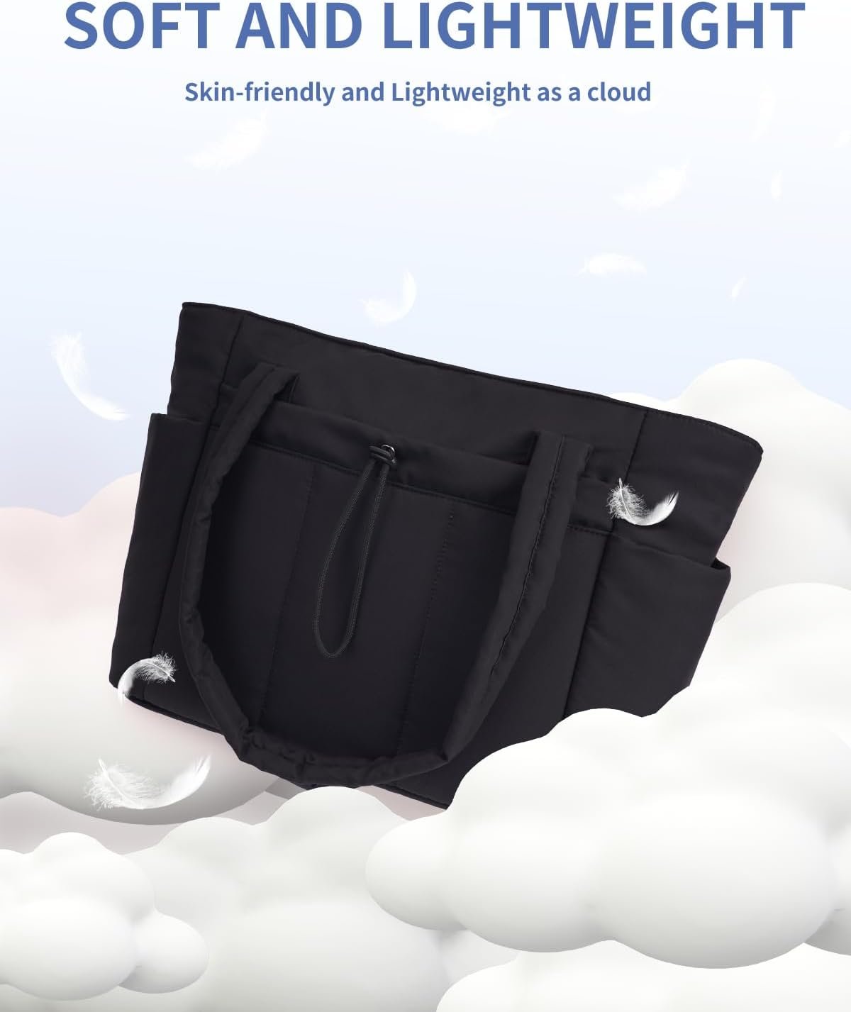 Wandering Nature Puffer Tote Bag with Cup Holder & Laptop Compartment & Trolley Sleeve for Travel, Work, Nurse, Women - Image 7