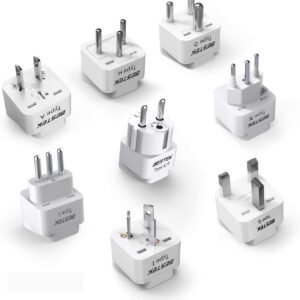BESTEK Worldwide Travel Plug Adapter Set, Grounded Universal Power Plug Adapter for USA to US, EU, AU, UK, GE, HK and More- 8 Packs