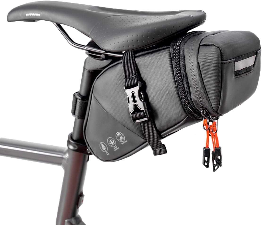 Bike Seat Bag, Expandable Bicycle Saddle Bag Under Seat, Waterproof Cycling Seat Pack for Mountain Road Bikes and Commuter, 1.5-2L