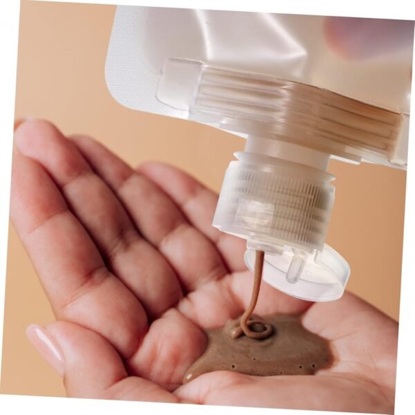 18 Pcs Squeezable Travel Pouches with Funnels Portable Refillable Toiletry Containers in Multiple Transparent Leak Travel Bags for Shampoo Lotion Body Wash Tsa Approved - Image 2