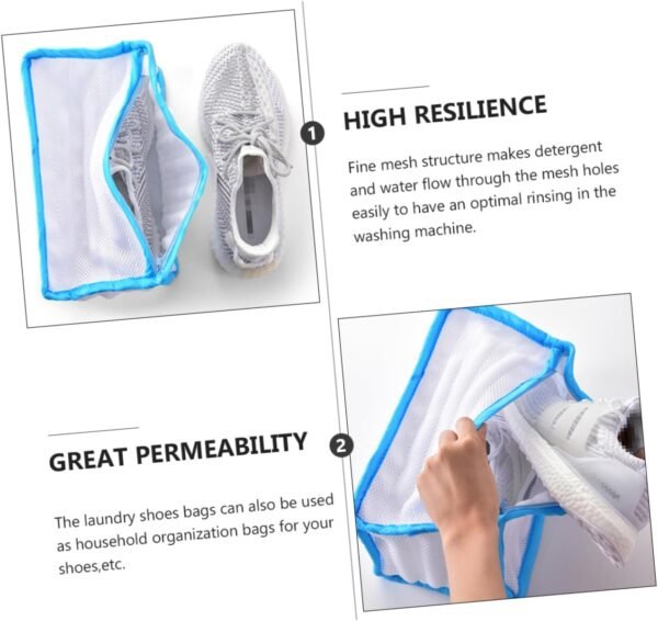 Unomor Thickened Mesh Shoe Washing Bag for Laundry Machine Protective Shoe Laundry Wash Bag with Fine Breathable Mesh Portable Organizer Pouch Preventing Deformation and Damage Suitable - Image 2
