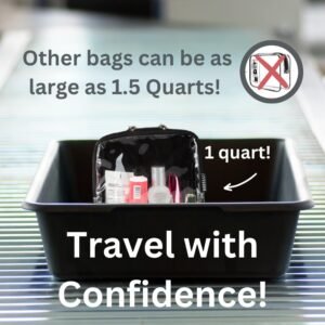 BORSALI TSA Quart Size Bag Approved for Carry On Travel – One (1) Quart Clear Toiletries, Cosmetic and 3-1-1 Liquids Toiletry Bag – 2 Pack