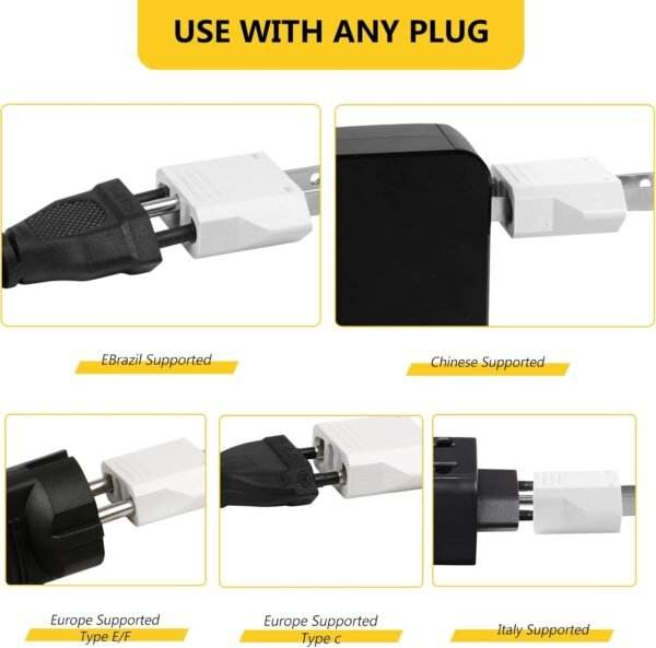 6 Pack Travel Adapter: European to US Outlet Plug Adapter (White) - Image 3