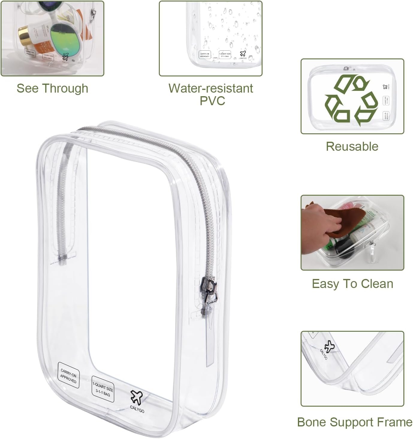 3 Packing Cubes Quart Size Travel Bag Tsa Approved Clear Toiletry Bag Small European International Must Haves Long Flight Airplane Essentials for Flying Toiletries Liquids Accessories Men Women - Image 4