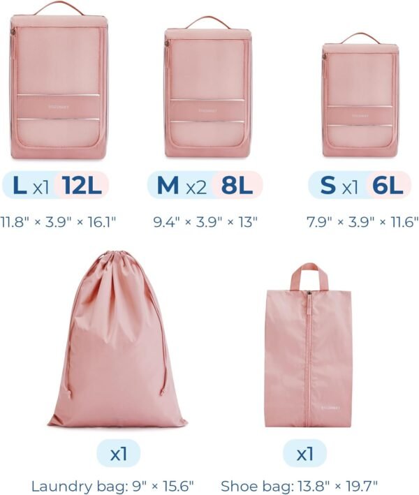 BAGSMART Packing Cubes for Travel, Compression Packing Cubes for Airplane Travel Essentials - Image 3