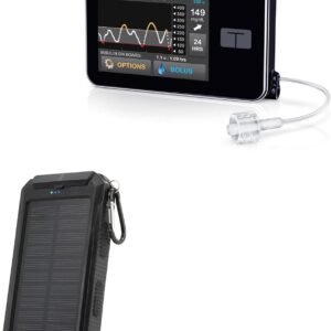 BoxWave Power Bank Compatible with Tandem t:Slim X2 Insulin Pump – Solar Rejuva PowerPack (10000mAh), Solar Powered Backup Power Bank 10000mAh – Jet Black
