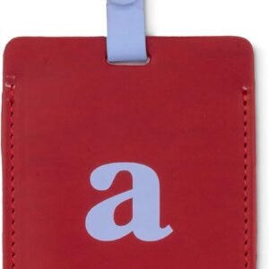 Kate Spade New York Leatherette Luggage Tag with Secure Strap, Colorful Suitcase Identifier for Travel, Monogram Bag Tag ID, A