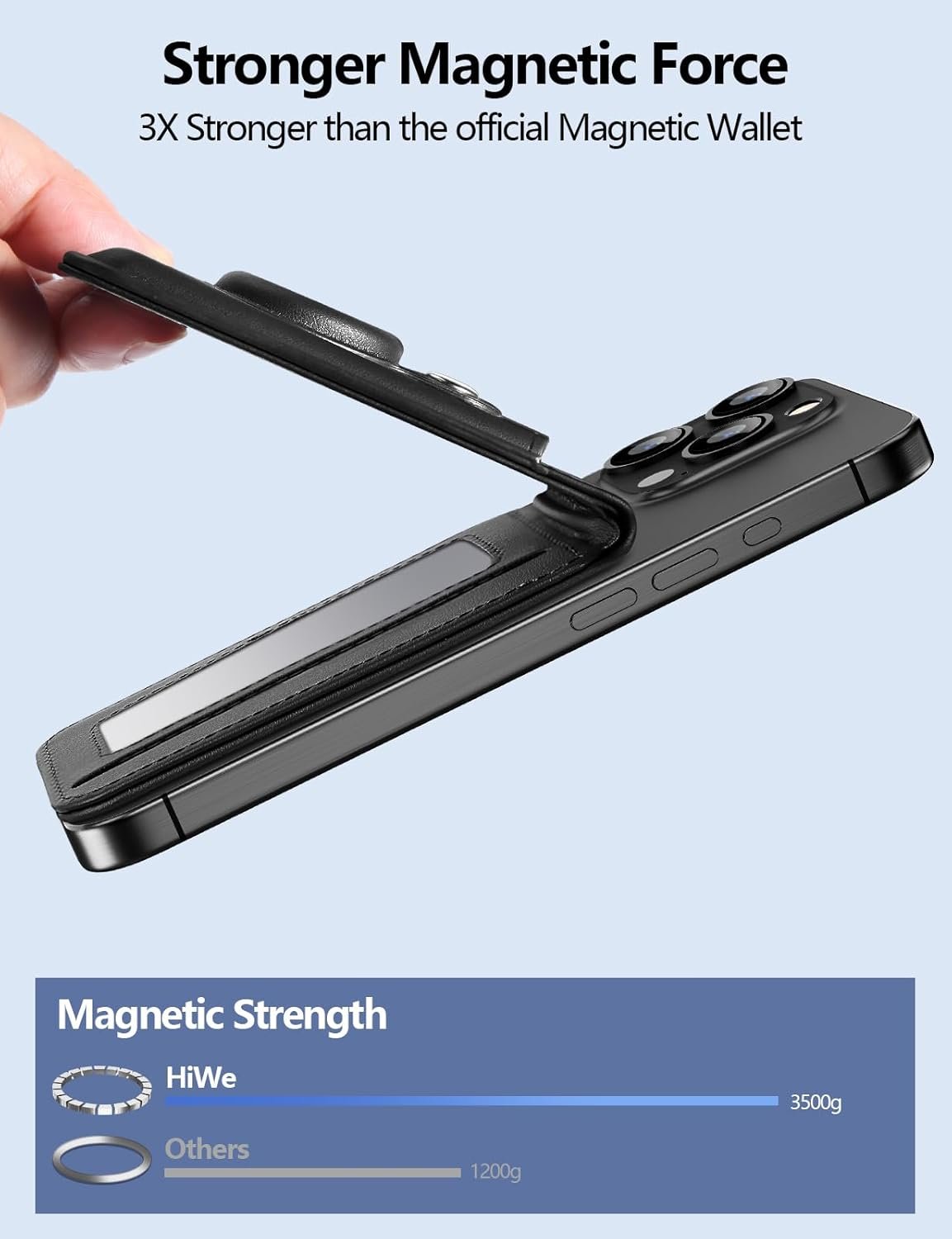 for Magsafe Wallet with Airtag Holder, Magnetic Wallet for iPhone 16/15/14/13/12 Series, 6 Cards Holder, ID Window, Adjustable Stand, Magnetic Phone Wallets, Leather RFID for iPhone Wallets, Black - Image 4