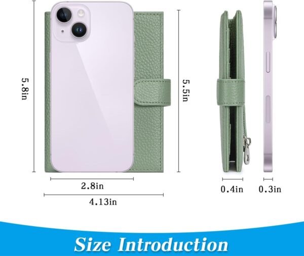 Passport Holder Travel for Women Genuine Leather Passport Wallet with Card Slots, Zipper Coins Pocket, Cash Holder, Green - Image 5