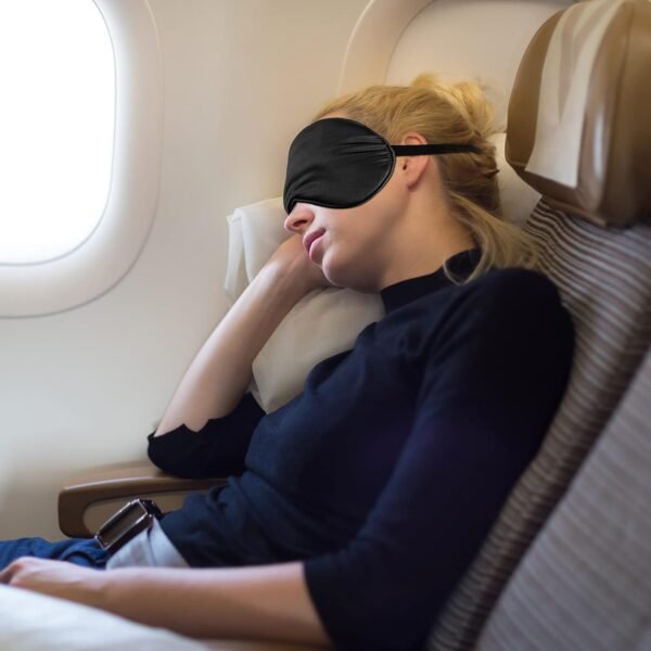 6 Pieces Natural Silk Sleep Mask Soft Eye Mask Adjustable Strap Blindfold Eyeshade Smooth Comfortable Eye Cover with Bag for Sleeping(Black) - Image 7