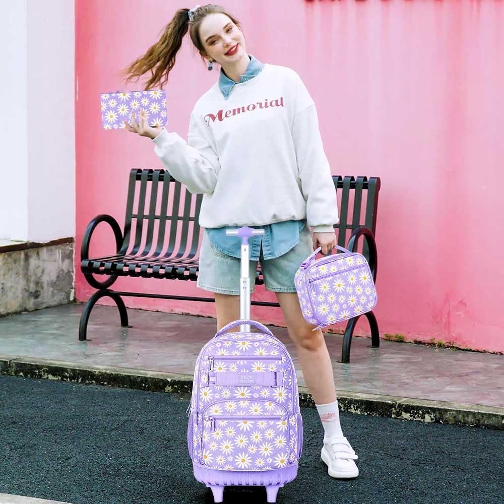 gxtvo Rolling Backpack for Womens and Mens, Adults Wheeled Bookbag with Lunch Box for Girls and Boys. - Image 7