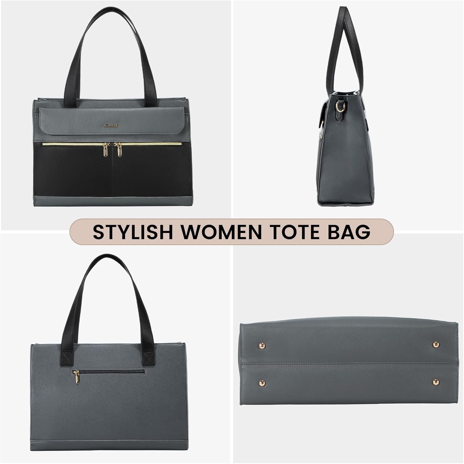 LOVEVOOK Laptop Tote for Women - 15.6 Inch Professional Leather Computer Briefcase - Waterproof Shoulder Bag - Large Capacity Business Teacher Office Bag - Crossbody Purse - Image 7