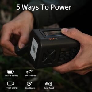 【2025 Newest】 Emergency Crank Weather Radio, NOAA/AM/FM Portable Solar Radio, USB Charged, Battery Powered, Hand Crank, SOS Alarm, Flashlight (Green)