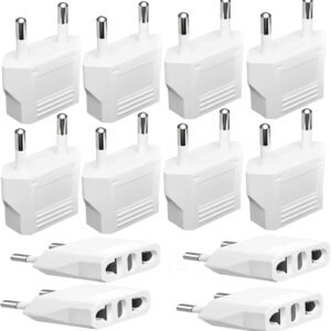 12 Pack European Travel Plug Adapter-Type C Plug, 2-Prong to 2-Prong Europe Outlet UniversalTravel Adapters International Power Jack Wall Plug Travel from USA/Canada to Europe/Asia
