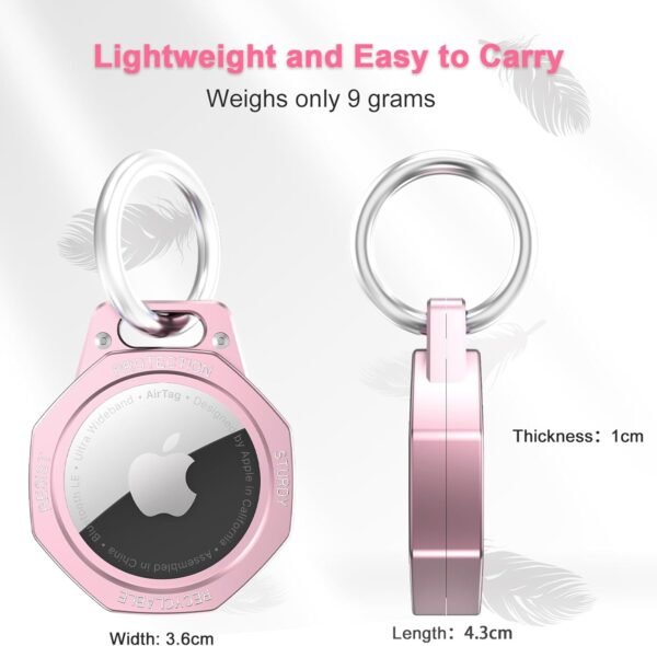 Aluminum Alloy Keychain Case for Apple AirTag Tracker-AirTag Holder Case (Pink) - Image 5