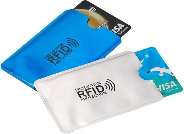 16 RFID Blocking Sleeves Set (10 Credit Card Holders & 4 Passport Protectors) Identity Theft Protection Secure Sleeves Set.Waterproof aluminum foil slim Design easily into your Wallet - Image 6