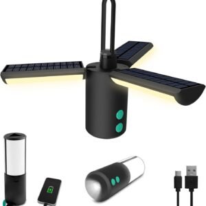 JINHODY Rechargeable LED Lantern – 8000mAh Solar Powered, 4000LM Camping Lights for Indoor/Outdoor Use, USB Charging, Emergency Flashlight