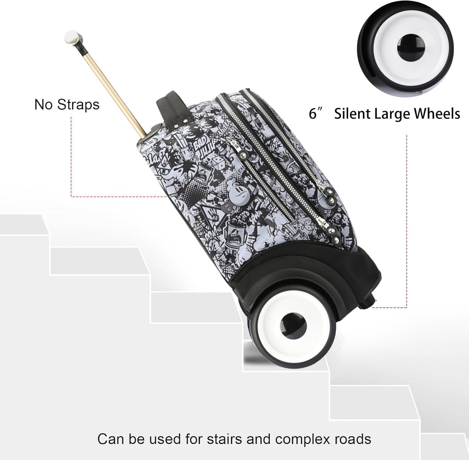 UNIKER Rolling Laptop Bag for Laptop,Wheeled Backpack for Adult,Wheeled Suitcase,Softside Trolley Bag with Laptop Compartment - Image 3