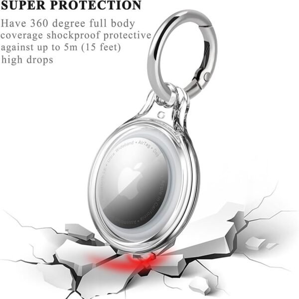 4 Pack Airtag Holder IPX8 Waterproof for Apple Air Tags with Keychain, Hard PC Cover [Anti-Scratch] for Air-Tag Item Finder GPS Tracker Case Key Chain, Clear/Black/Blue/Red - Image 3