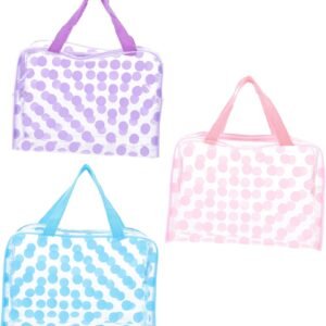Garneck 3Pcs Transparent Travel Cosmetic Bags Nylon PVC Wash Bags with Zipper Lightweight Portable Toiletry Storage for and Accessories
