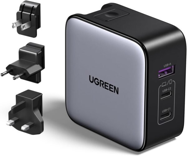 UGREEN 65W USB C Travel Adapter, Foladable Fast GaN Charger with US/UK/EU 3 Plugs, 3-Port International Power Adapter for MacBook Air/Pro, Dell XPS, iPhone 16/15, iPad, Galaxy S25, Steam Deck - Image 9