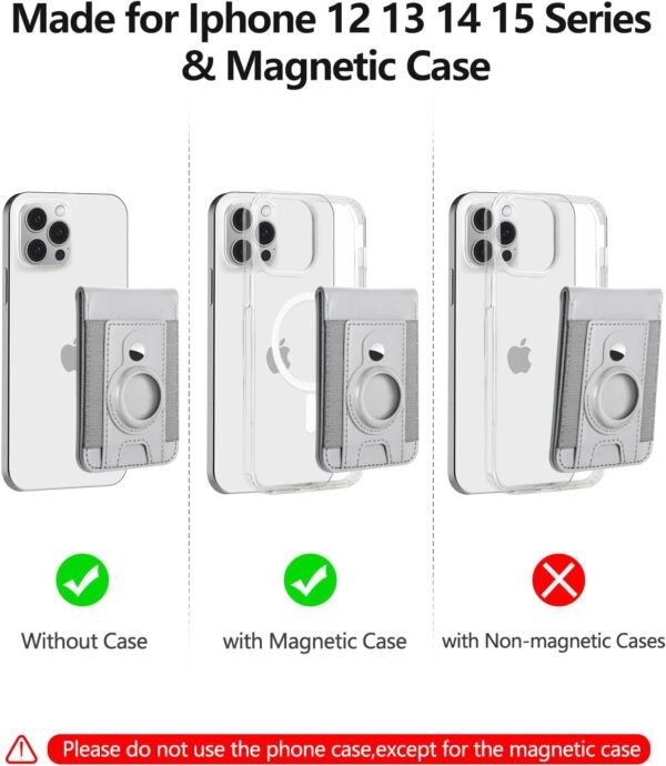 for Magsafe Wallet with Airtag Holder, Magnetic Wallet for iPhone 16/15/14/13/12 Series, 9-Card Holder, Open ID Window, Mag Safe Wallet with Adjustable Stand, RFID Blocking, Grey - Image 8