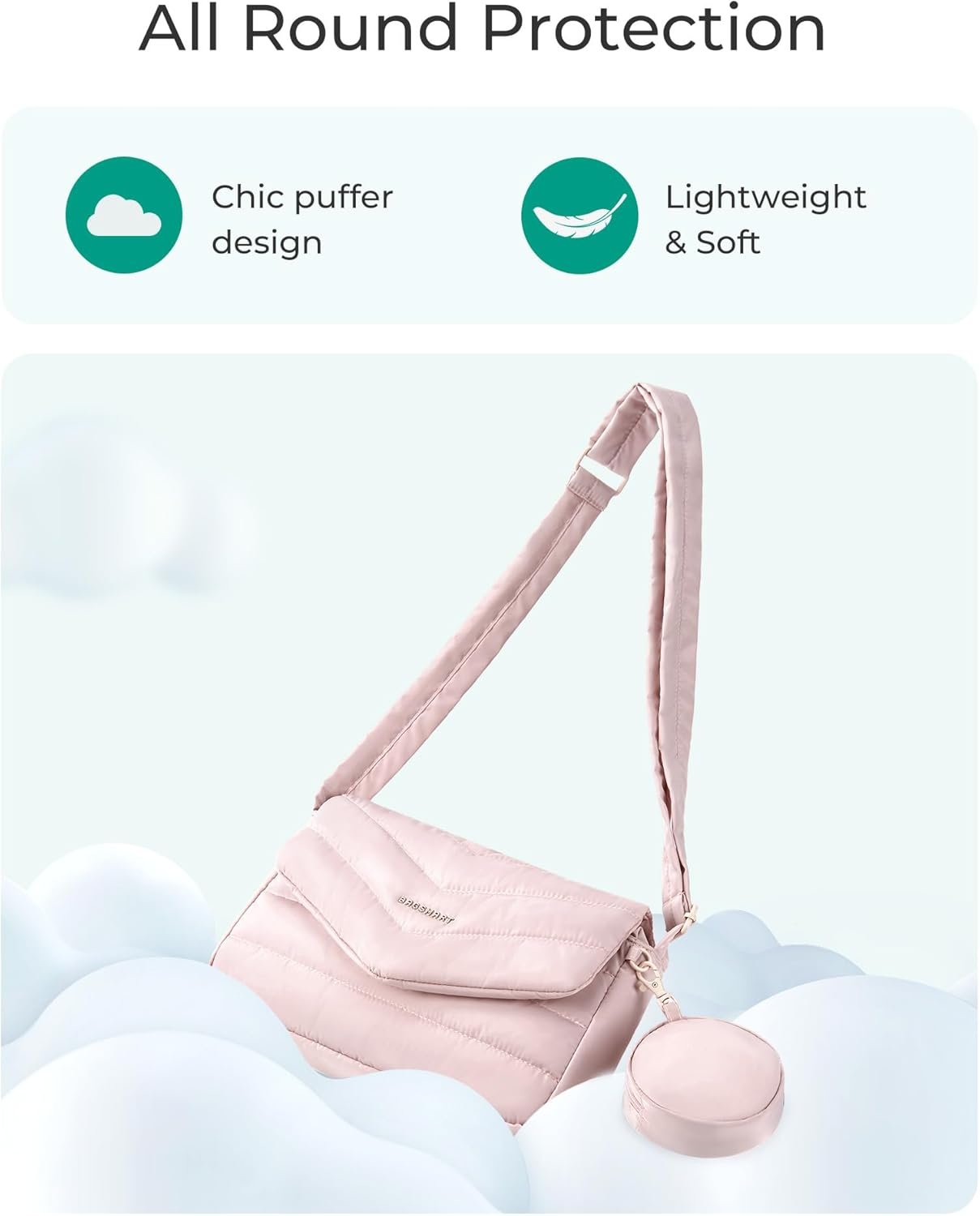 BAGSMART Crossbody Bags for Women, Quilted Puffer Shoulder Bag, Handbag Small Purses for women - Image 3