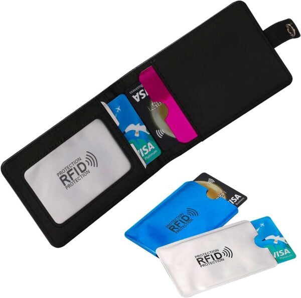 16 RFID Blocking Sleeves Set (10 Credit Card Holders & 4 Passport Protectors) Identity Theft Protection Secure Sleeves Set.Waterproof aluminum foil slim Design easily into your Wallet - Image 7