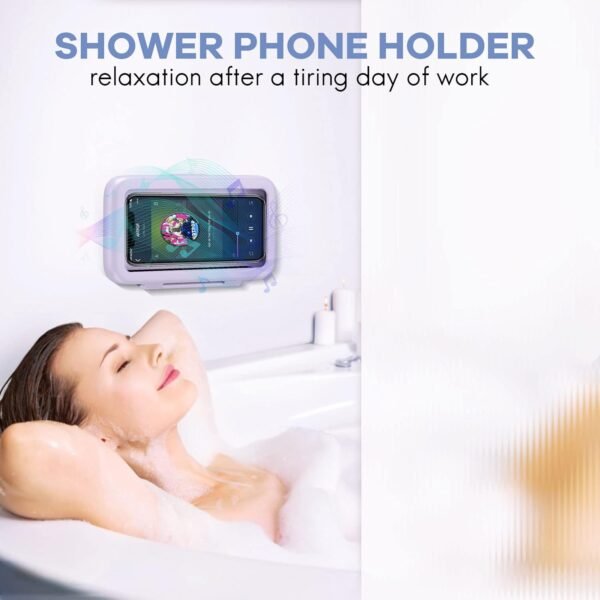 LC-dolida Shower Phone Holder Waterproof 480 Rotation Phone Stand Case Mount for Bathroom Batheub Kitchen Wall Mirro Compatible with iPhone 16 15 14 13 Plus Pro Max XS XR Women Men Gift - Image 6