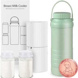 Portable Breast Milk Cooler Bottle, 22oz Capacity Breastmilk Chiller for Travel Mom, 360° Cooling Keeps Milk Fresh for 24 Hours, Breastfeeding Essentials with 2pcs Bottle for Breastmilk Storage
