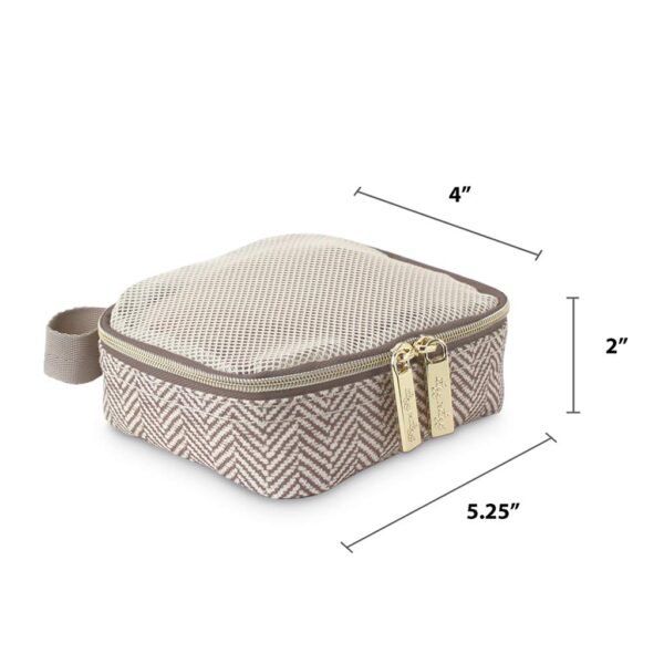 Itzy Ritzy Packing Cubes for Travel – Set of 3 Packing Cubes or Travel Organizers; Each Cube Features a Mesh Top, Double Zippers and a Fabric Handle (Taupe) - Image 4