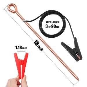 Electric Fence Wire – Grounding Rod, Connect The Energizer and Electric Fence Charger Solar Powered, Solar Electric Fence Lead Wire with Alligator Clip, for Generator Electric Fence