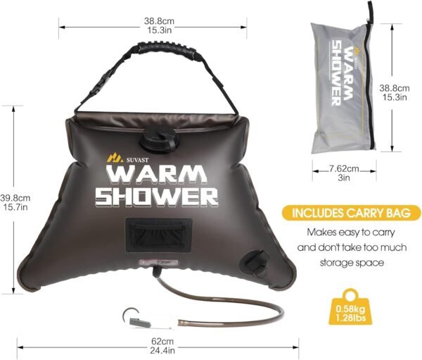 Solar Showers,3rd Generation Outdoor Shower Bag,A Model of Durability,4 Gallon/15L- Portable Shower for Camping,Camp Shower kit with hot Water. - Image 6