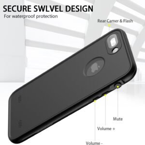 Waterproof Case for iPhone 7 Plus for iPhone 8 Plus Case, Shock Proof Dust Proof Case Built in Screen Protector – Black