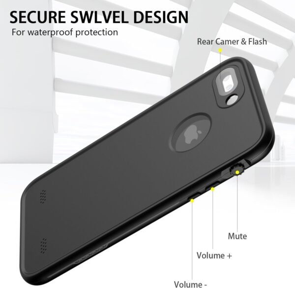 Waterproof Case for iPhone 7 Plus for iPhone 8 Plus Case, Shock Proof Dust Proof Case Built in Screen Protector - Black - Image 2