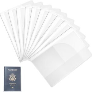 10 Pack Clear Passport Cover, Transparent Plastic Passport Case Holder Sleeve, Waterproof Vinyl Travel Document & Credit Card Organizer